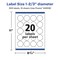 Avery Matte White Removable Round Labels with Sure Feed Technology, Print-to-the-Edge, 1-2/3" diameter